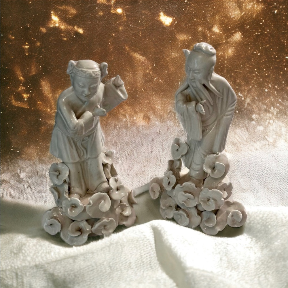 Pair of blanc de Chine porcelain figurines